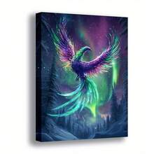 1pc, Majestic Phoenix Canvas Wall Art, Vibrant Aurora Borealis Northern Lights Forest Scene Print, Fantasy Mythical Bird Artwork, Stretched Gic Canvas Decor For Living Room Bedroom Office, Stunning Visual Art Piece With Eye-Catching Colors, Ready To Hang - Nhiều màu - Xem 1