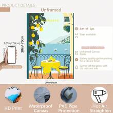 Bộ 3 bức tranh vải canvas đóng khung, Tôn vinh cuộc sống thanh lịchPositano, Sorrento, Ý, Chanh, Bờ biển, Trái cây, Cam quýt, Phong cách cổ điển thời trung cổ, Họa tiết thực vật, Quầy bar, Trang trí tường nhà và ký túc xá, Quán cà phê, Phòng khách - Nhiều màu - Xem 15