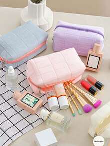 1 szt. Aksamitna kosmetyczka z zamkiem błyskawicznym, damska prosta torba podróżna z zamkiem błyskawicznym, torba plażowa, organizer, uchwyt na szminkę, przenośna kosmetyczka podróżna, duża kosmetyczka podróżna z zamkiem błyskawicznym, wielofunkcyjna torba do przechowywania, niezbędne rzeczy w podróży, niezbędne na rejs, niezbędne rzeczy w akademiku, akcesoria podróżne, akcesoria do domu, odpowiednia do organizacji domu i podróży na świeżym powietrzu, podróże służbowe, wakacje na plaży