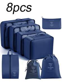 1 set da 8 borse per organizzare i bagagli da viaggio, borse organizer multifunzionali per vestiti, cubi per l'imballaggio dei bagagli, set pieghevole per ordinare i vestiti, borsa multifunzione portatile, adatta per biancheria intima, scarpe, coperte, elettronica, cosmetici, articoli da viaggio, forniture per il ritorno a scuola, necessità per il dormitorio, in materiale in poliestere resistente all'usura e impermeabile, con grande capacità