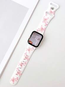 1CPS Pink Flower,Butterfly,Lily Print Silicone Watch Bands Compatible With Apple Watch Band Strap 38mm 40mm 41mm 42mm 44mm 45mm 49mm (S10 42)Mm (S10 46)Mm Women,Fashion Floral Soft Silicone Sports Watch Strap Bands Compatible With Iwatch Series 11 Ultra 3 SE3 Ultra 2 S10 SE2 9 8 7 SE 6 5 4 3 2 1 ,Thanksgiving, Mother's Day, Valentine's Day,ChristmasGifts