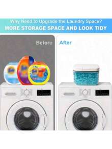 1-Click Lid Laundry Detergent Dispenser, Transparent PET Material Powder Container With Measuring Cup. Laundry Gel Ball Containers Available In 2.8L, 4.5L And 5.5L Capacities. Bathroom Accessory, Home Decor - Transparent - View 7