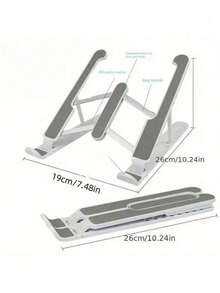 1PC Universal Laptop Tablet Stand, Hanging Plastic Folding Portable Stand, Easy To Increase Height And Heat Dissipation 6-Level Adjustable Portable Foldable Laptop Stand Cooling Holder ﻿,Laptop Stand, Desktop Folding, Mobile Phone, Tablet Height Increasing, Suspended Stand, Portable With Heat Dissipation Base