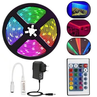 GOLDENSKY 5 Metros Fita Led 2835 Rgb Rolo 300 Led IPG5 controle e fonte - 2835-RGB-5M Natal Decoração Casa