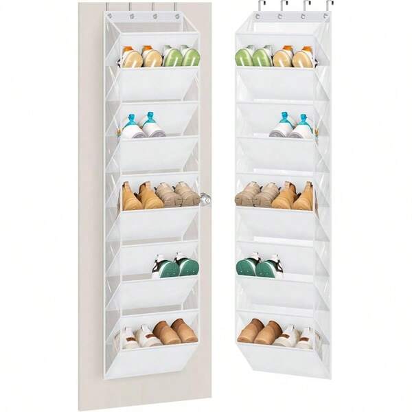 10 Tier Over Door Shoe Organizer Storage, Deep Pockets Large Hanging Shoe Rack Closet Door, Fit 20 Pairs Shoe Holder Hanger Sneakers, Boots Black