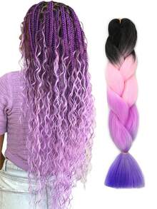 Paquete de 1 cabello trenzado grande de 24 pulgadas apto para mujeres, color rosa oscuro, extensiones de cabello sintético de ganchillo útiles y hábiles, resistentes al calor, para Halloween, Navidad, Año Nuevo, carnaval y festivales de música - Multicolor - Ver 11
