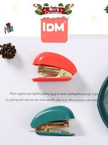 1pc Christmas Desktop Stapler, Cute Mini Stapler For Students, Space-Saving For Home/Office/Student Use, Compact Design, Portable, Colorful Paperclip Christmas Transparent Creative Stationery Set, Clip, Stapler, Christmas Gift