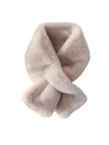 1pc Women's Fluffy Thick Scarf, Solid Color Furry Neck Warmer, Cute Fuzzy Scarf For Girls And Adults, Non-Shedding, Winter