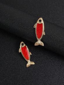 Un par de pendientes retro de carpa cruciana azul, serie ZAA, exquisitos, de moda y personalizados con elementos marinos de carpa cruciana azul retro, adecuados para el uso diario de las mujeres