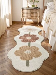 DAJIANG 1 pieza Tapete de pasillo con estampado floral vintage simple, alfombra antideslizante para entrada, alfombra suave, plegable y lavable, adecuada para sala de estar, cocina, baño, mesita de noche - Decoración del hogar, esponjosa y gruesa, adecuada para decoración de Halloween, Acción de Gracias, otoño/invierno, Navidad