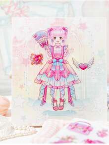 1 Book Of Girl Dress Up Sticker Set, Cute Princess Makeover Stickers, Children Girls Sticker Album, Expression Stickers, No-Cut Stickers, Cute Style Stickers, Cute Character Stickers, Girls Daily Outfit Styling Stickers