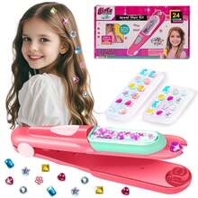 Hair Gem Stamper Kit, Bling Hair Jewels For Girls Toys, Hair Styling Tool With Reusable Shining Diamonds, Christmas Birthday Gifts Toys For Girls, Christmas Stocking Stuffers For Kids (Colours And Details Are Random) - Pink - View 3