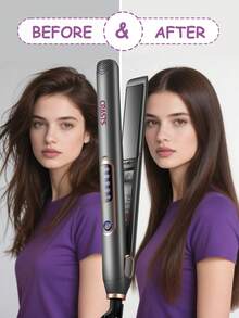 CRASTS Professional Hair Straightener, Dual Use For Straightening And Curling, Large Plate, 5 Temperature Settings, Suitable For Bangs And Inward Curling - EU C Type Plug(220-240V) - View 8