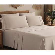 Almaya: Juego de Sábanas de Microfibra Suave de Lujo con Doble Cepillado / 1800 Hilos de Alta Calidad y Bolsillo Lateral para Accesorios (Azul Cielo, King Size) - Almendra - Ver 8