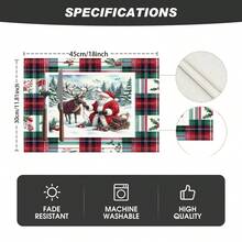1/4/6 Stücke Weihnachts-Schneemann, Weihnachtsmann und Elch Serie Tischsets, hauptsächlich für Weihnachten, Weihnachtstag Tischsets, geeignet für Party, Küche, Restaurant Dekoration, rutschfest und hitzebeständig, fröhliche Elch Tischsets für Bauernhof, Innenküche, Tischdekoration für Familienfeiern, geeignet für Küchentisch Innen/Außen, abwaschbare Tischsets, die man abwischen kann.
