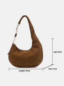 Maillard braune Wildleder Hobo Halbmond Unterarmtasche für Frauen, retro, einfach, weich und mit großer Kapazität, Reißverschluss, verstellbarer Schultergurt, Handtasche für Pendler und Reisen, Umhängetasche