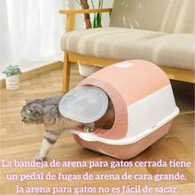 Caja de para Gatos con Capucha, Arenero para Gato Cerrado con Pala, Orinal Inodoro Gatito, Planta de Fcil de Limpiar, a Prueba de Olores, Antisalpicaduras, para Gatitos Rosa - Rosa - Ver 6