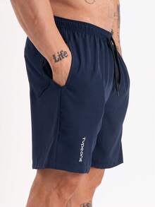 Tactel Men's 2-Piece Gym Shorts With Elastane, Sports Swim Shorts With Anti-Sand Pocket - Azul marino/blanco - Ver 9