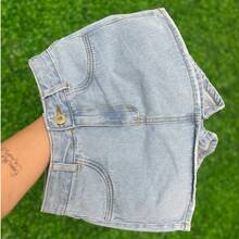Women's High Waist Jeans Skirt Shorts In Light Wash I Without Elastane - Rửa nhẹ - Xem 2