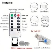 أضواء ستارة LED تعمل بالطاقة USB، 8 أوضاع، أضواء سلسلة ديكور داخلي أنيقة ورومانسية، مثبتة على الحائط، مناسبة لعيد الميلاد والزفاف وديكور الحفلات - ستارة ضوئية تعمل بمنفذ USB - مشاهدة 10