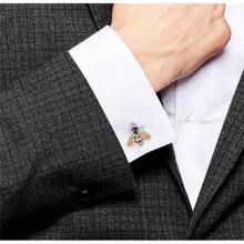 Gemelos dorados para hombre, diseño de catarina, personalizados, adecuados para bodas, fiestas, joyas, regalo - Abejas Amarillas - Ver 5