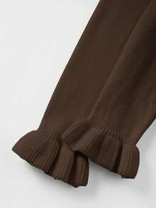 Nuevo suéter de punto de manga larga con cuello en V de unicolor minimalista para primavera/verano, elegante y a la moda cárdigan con volantes para el transporte, versátil cárdigan ajustado casual para uso diario