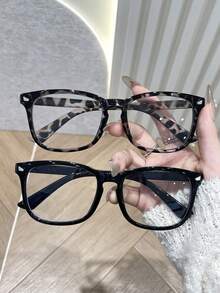 1pc/2pcs Unisex Fashion Plastic Leopard Print Glasses, Classic Travel Frame Style, Casual For Daily Use, Back To School, Hiking, Party, Driving, Street Photography, Outfit Matching, Suitable As Gift, Fits All Face Shapes, High Quality Glasses