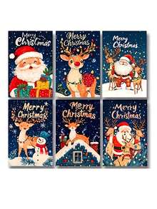 6 Christmas Card Sets With Cartoon Illustrations, Suitable For Christmas, Mother's Day And Other Occasions, Christmas Postcards, Greeting Cards, Suitable For Everyone