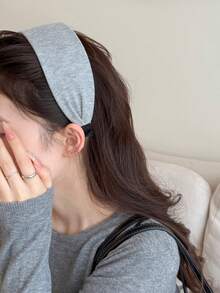 1pc Solid Color Sponge Knit Wide-Banded Headband, Fashion Versatile High-End Elegant Minimalist Headpiece Suitable For Daily Wear, Casual, Party, Commute, Vacation, Face Washing, Makeup, Outfit Matching, Hair Hoop, Hair Band, Hairband For Women Hair Accessories - Multicolor - View 7