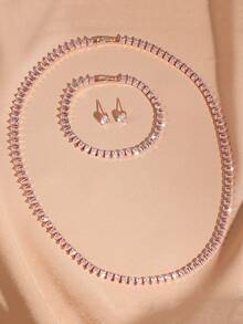 rakol 4 件奢华方晶锆石水滴项链、手链、耳环首饰套装，适合婚礼派对装饰 - 首飾套裝 - 查看 10