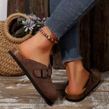 For Outdoor Comfort And Elegance Slides Women Stylish And Versatile Slippers Flat Shoes With Comfort Cork Footbed Summer Slides Shoes Sandals For Women Flat Outdoor Walking Travel - Cà phê nâu - Xem 4