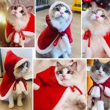 Cute Dogs Cats Christmas Costume Hat Halloween Cloak Cat Small Dog Clothes New Year Funny Set Pet Accessories - Red - View 10