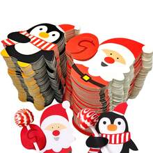 100/50/10 بطاقة حامل لوليبوب عيد الميلاد، بابا نويل، حامل قصب السكر بشكل بطريق، أكياس هدايا عيد الميلاد، هدايا للفصل الدراسي، ديكورات عيد الميلاد، بطاقات أعياد بالجملة للجيران والمعلمين، بطاقات رسائل عيد الميلاد - متعدد الألوان - مشاهدة 8