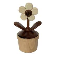 Wooden Music Box With Floral Design. Handcrafted Natural Wood Wind-Up Mechanical Movement. No Electricity Required. Artistic Home Decor Gift For Friends And Family. - Coffee Brown - View 4