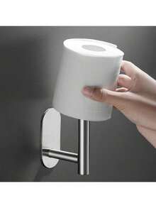 1 Piece Self-Adhesive Wall Mounted Stainless Steel Paper Towel Holder, Easy To Install, Suitable For Kitchen, Bathroom, Cabinet, Sink, Balcony, Can Also Be Used To Store Plastic Wrap/Paper Towels, A Must-Have Multi-Purpose Paper Towel Storage Product!