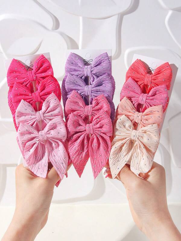 4Pcs/Set Sweet And Stylish Bow Hair Clip For Children, Available In Multiple Colors To Create A Cute Look Suitable For Children's Diverse Dressing Styles