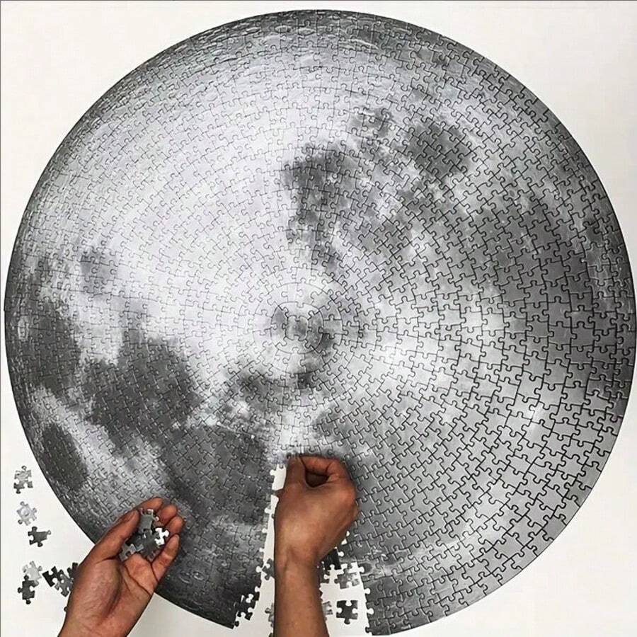 1000-Piece Round Moon Phase Jigsaw Puzzle For Adults - Large Size, Challenging Brain Teaser, Home Decor, Durable Paper Material