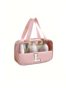 1pc Large Capacity Travel Makeup Bag, Handheld Cosmetic Organizer Bag, Portable Toiletry Bag, Makeup Brush Holder, Skincare Products Storage Bag, Handbag, Waterproof Bathroom Toiletry Bag, Suitable For Lipstick, Makeup Brushes, Eyeshadow, Mirror, Eyeliner, Lip Gloss, Skincare, Toothbrush, Toothbrush Cup, Soap, Shampoo, Comb, Watch, Phone, Necklace, Jewelry, Digital Products, Storage, Christmas Gift, Gift For Women, New Year Gift Wash Bag For Travel For Bathroom For Women