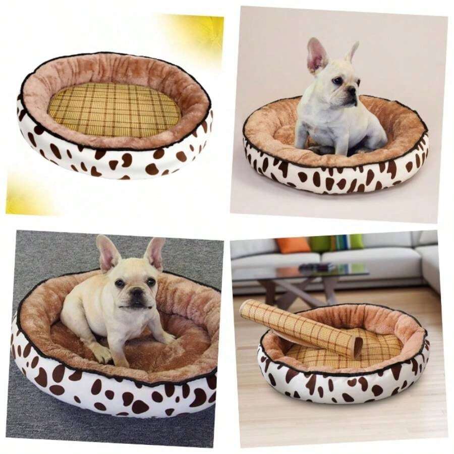 Cama para Gato y Perro Colchn para Mascotas de Verano Diseo de Vaca S para Perros Pequeos y Gatos de Limpiar y Porttil - Blanco - Ver 1