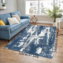 Modern Abstract Blue Area Rug - Machine Washable, Non-Slip Backing, Soft Polyester Material, Rectangular, Suitable For Living Room, Bedroom, Dining Room Decor - Multicolor - View 17