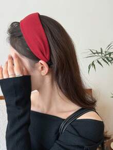 1pc Solid Color Sponge Knit Wide-Banded Headband, Fashion Versatile High-End Elegant Minimalist Headpiece Suitable For Daily Wear, Casual, Party, Commute, Vacation, Face Washing, Makeup, Outfit Matching, Hair Hoop, Hair Band, Hairband For Women Hair Accessories - Multicolor - View 11