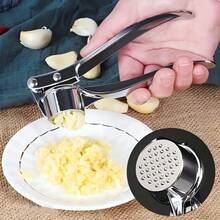 1-Piece 304 Stainless Steel Garlic Mincer - Multi-Function Chopper And Ginger Juicer - Heavy Duty And Durable, Dishwasher , Ergonomic Handle For Easily Pressing Garlic And Ginger - Essential Kitchen Tool, Manual Food Masher, Stylish Metal Appearance, Durable Cookware
