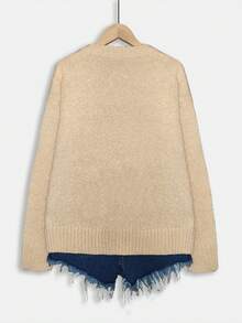 Farbblock Katzendruck Locker Lässig Strick Pullover