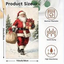 2pcs/100pcs Santa Claus With Gifts Pattern Kitchen Towels And Dishcloths, Suitable For Interior Decoration In Restaurants, Kitchens And Bathrooms, Party Decoration, Festival Gifts, As A Gift