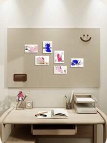 Large Size No Drilling Decorative Bulletin Board, Self-Adhesive Wall Memo Board, Nordic Minimalist Felt Combination Display Board, Reusable Home/Office/Classroom Photo Wall Message Board, Polyester Felt Pin Board For Room Decor/Office Memo/Study Room Notes/Entryway Key Holder/Vanity Jewelry Organizer And Holiday/Party Theme Backdrop, Suitable For Bedroom/Study/Living Room/Office/Classroom Wall Decor, Great Helper For Christmas And New Year Decoration - 笑臉長方形 - 查看 3
