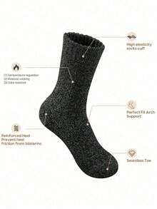 1/3/6 أزواج جوارب رجالية سميكة للغاية مبطنة حرارياً - هدية عيد الميلاد مريحة وناعمة للأب، مناسبة للطقس البارد، جوارب طويلة، جوارب شتوية سوداء، جوارب دافئة، جوارب سميكة عادية ماصة للرطوبة ومريحة