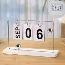 1件北欧风格豪华翻页日历桌面摆件，家居客厅玄关办公室书架装饰品，倒计时房间装饰家居摆件家居微缩物件