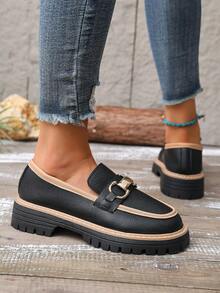 Mocassins à semelle épaisse style preppy pour femmes grandes tailles, convenant aux sports, à la tenue décontractée et à l'usage intérieur