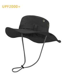 meetsunny 1 件男女款防晒渔夫帽速干可折叠宽边帽透气防紫外线牛仔风格 Boonie 渔夫帽 UPF 2000+ 适合徒步钓鱼海滩