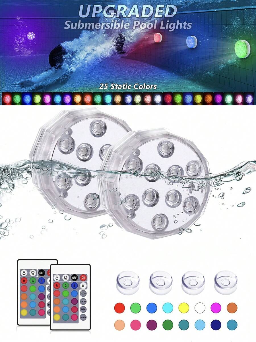 水下灯泳池灯 4 件套 LED 泳池灯带磁铁泳池灯带遥控器 IP68 LED 防水适用于泳池池塘水族箱照明 - 防水燈 - 查看 1